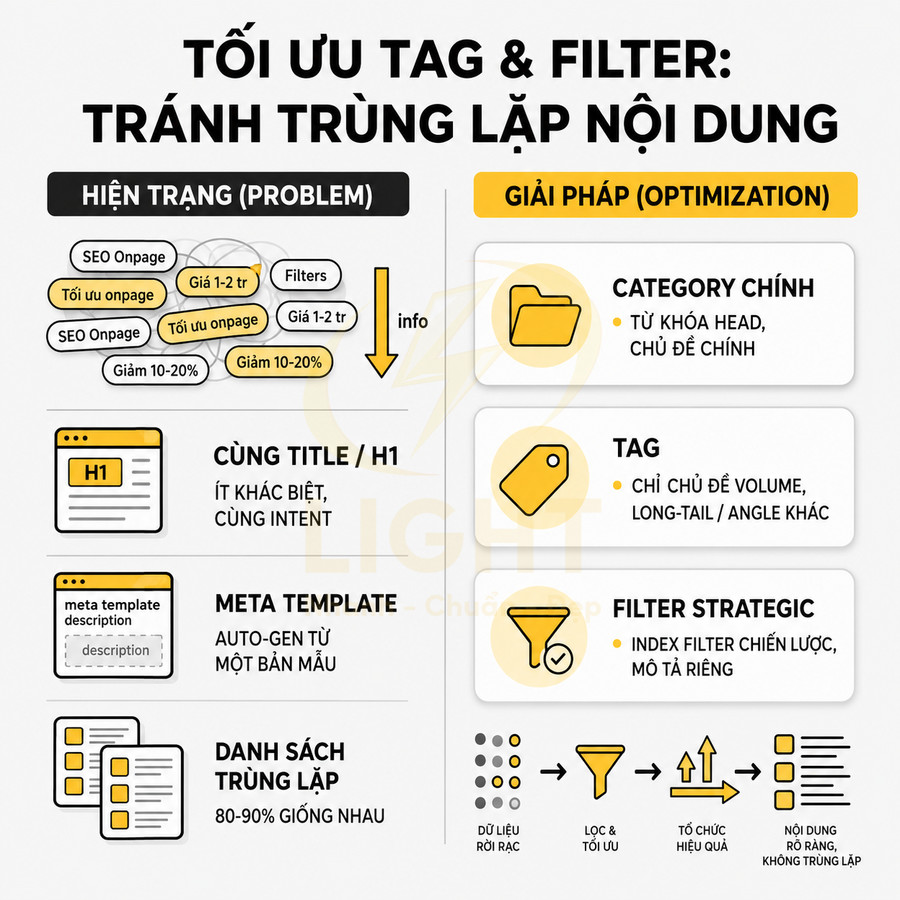 Hướng dẫn tối ưu tag và filter SEO để tránh trùng lặp nội dung trên website