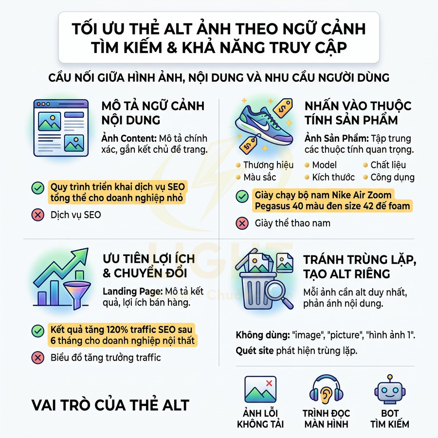 Hướng dẫn tối ưu thẻ alt ảnh theo ngữ cảnh tìm kiếm và khả năng truy cập cho SEO