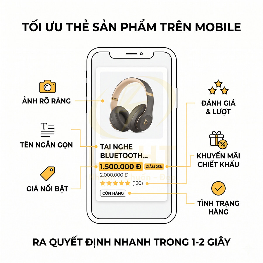 Giao diện mobile hiển thị tai nghe Beats Bluetooth với giá khuyến mãi, đánh giá sao và tình trạng còn hàng