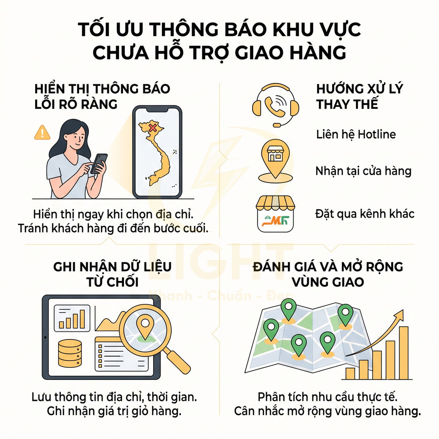 Infographic tối ưu thông báo khu vực chưa hỗ trợ giao hàng cho website thương mại điện tử