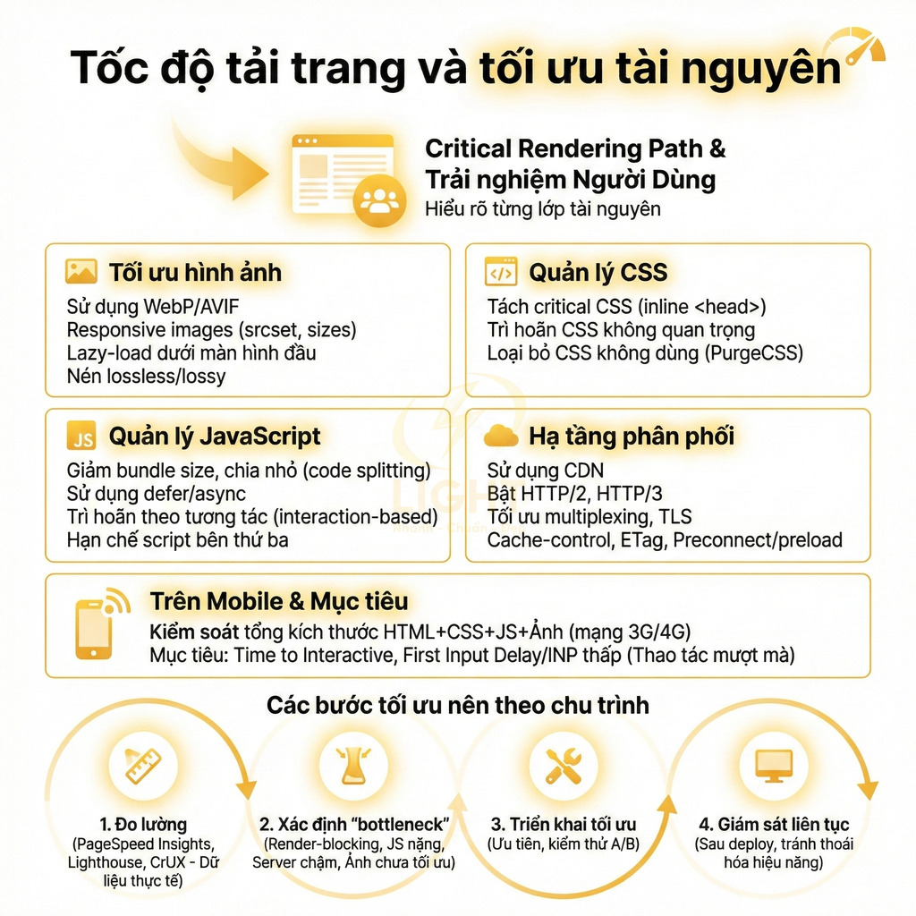 Hướng dẫn tối ưu tốc độ tải trang web và tài nguyên với hình ảnh, CSS, JavaScript, CDN và mobile