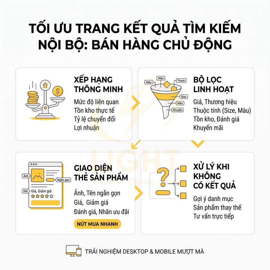 Infographic tối ưu trang kết quả tìm kiếm nội bộ giúp bán hàng chủ động và tăng trải nghiệm mua sắm online