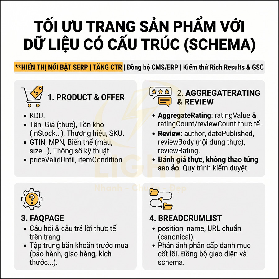 Hướng dẫn tối ưu trang sản phẩm với dữ liệu có cấu trúc schema để tăng hiển thị và CTR trên SERP
