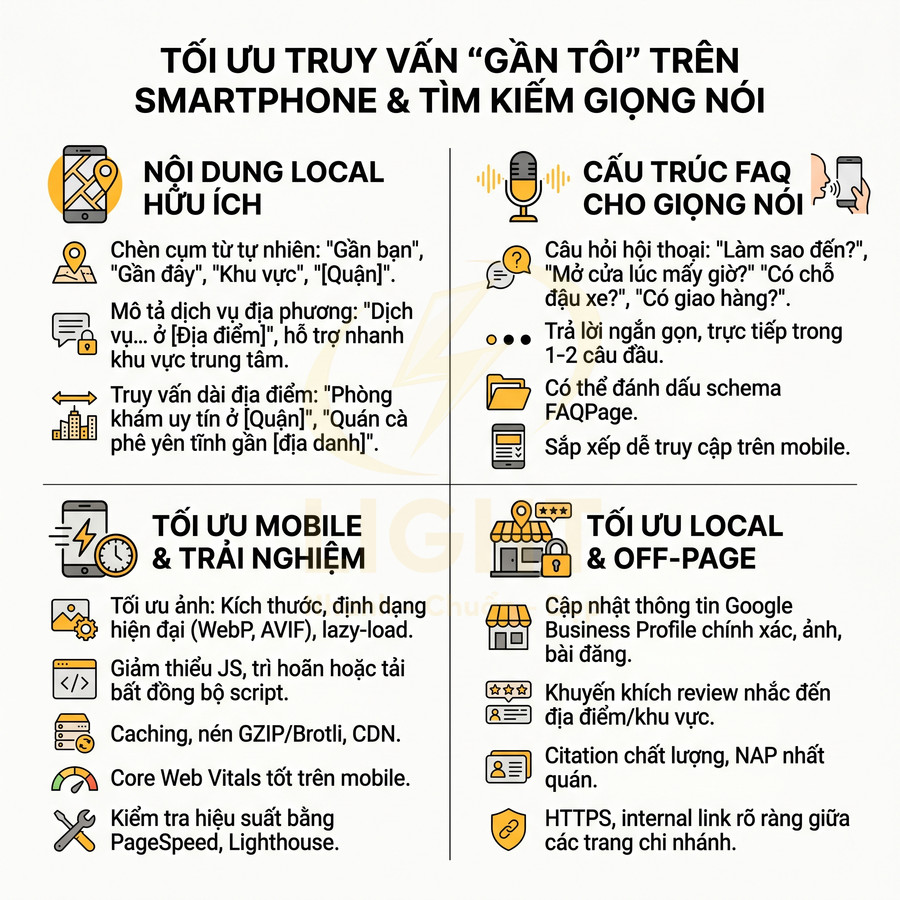 Infographic tối ưu truy vấn gần tôi trên smartphone và tìm kiếm giọng nói cho SEO local