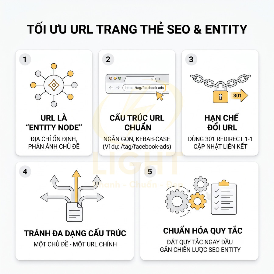 Hướng dẫn tối ưu URL trang thẻ SEO và entity với 5 nguyên tắc cấu trúc và quản lý liên kết