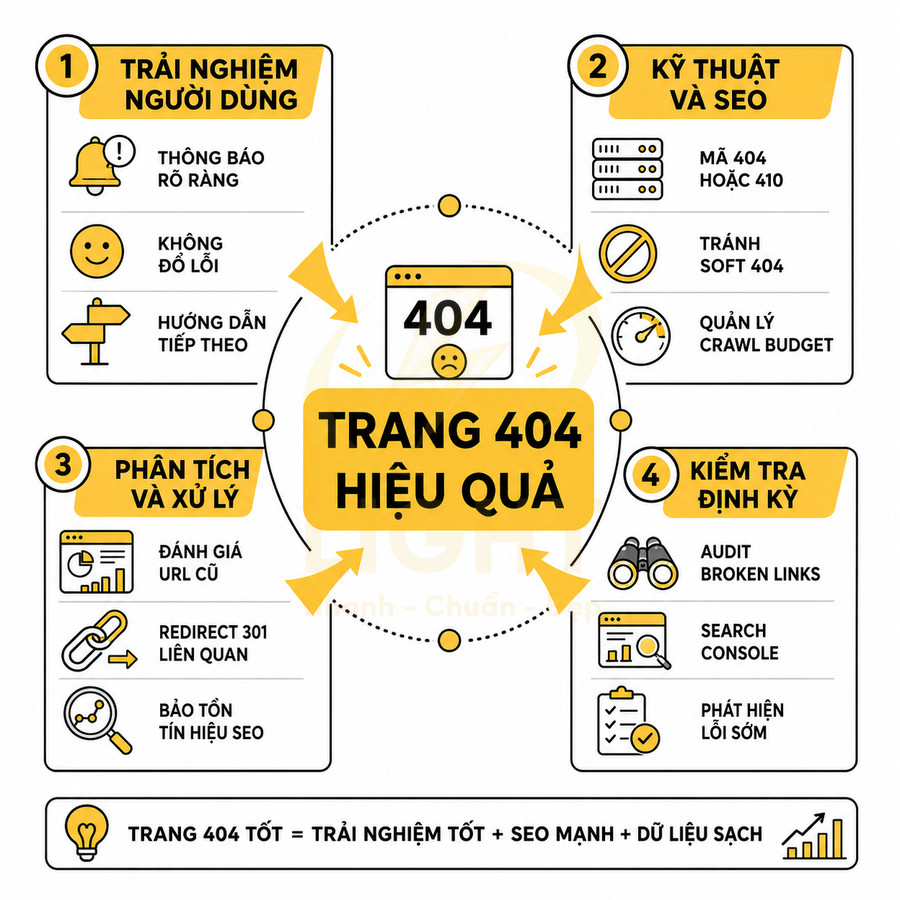 Trang 404 chuẩn SEO nên thiết kế ra sao để không mất traffic?