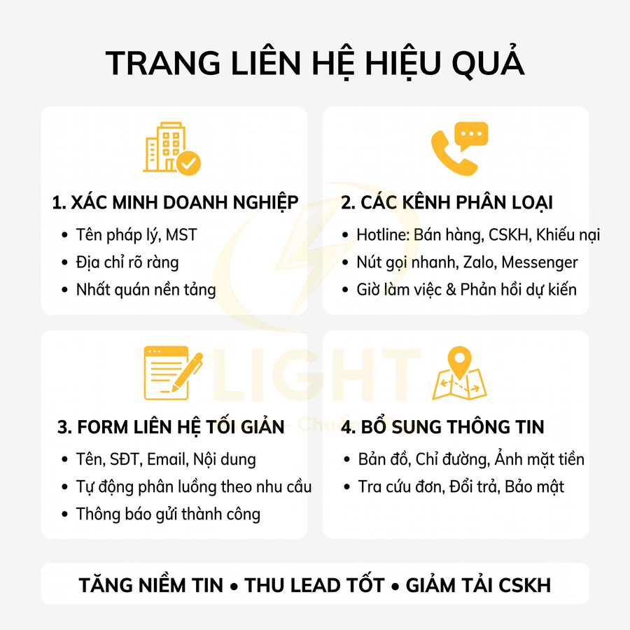 Trang liên hệ trên website bán hàng nên có những thông tin gì?