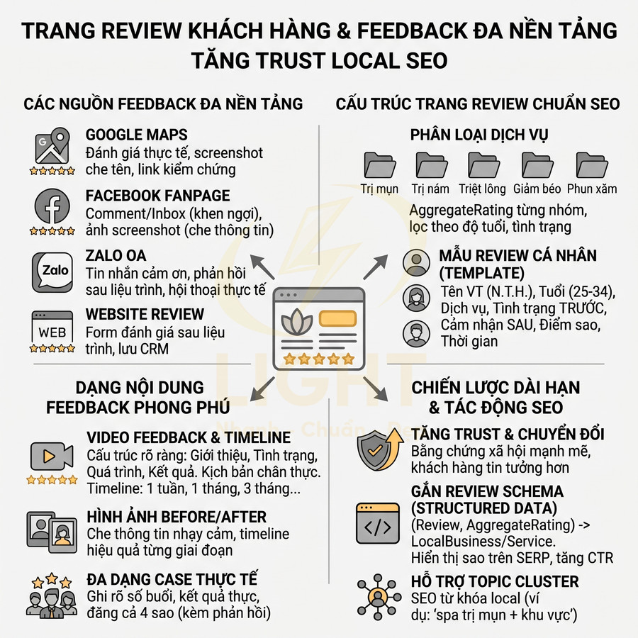 Hướng dẫn xây dựng trang review khách hàng đa nền tảng để tăng trust và hiệu quả Local SEO
