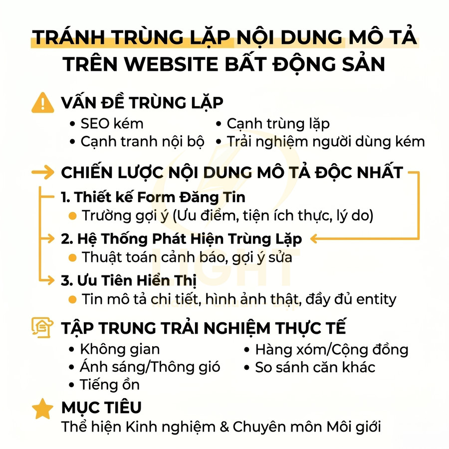 Hướng dẫn tránh trùng lặp nội dung mô tả và tối ưu trải nghiệm người dùng cho website bất động sản