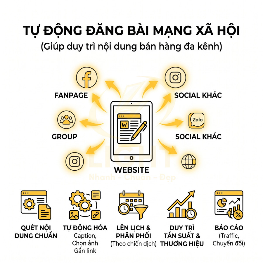Giải pháp tự động đăng bài từ website lên fanpage, group Facebook, Instagram, Zalo và các mạng xã hội khác
