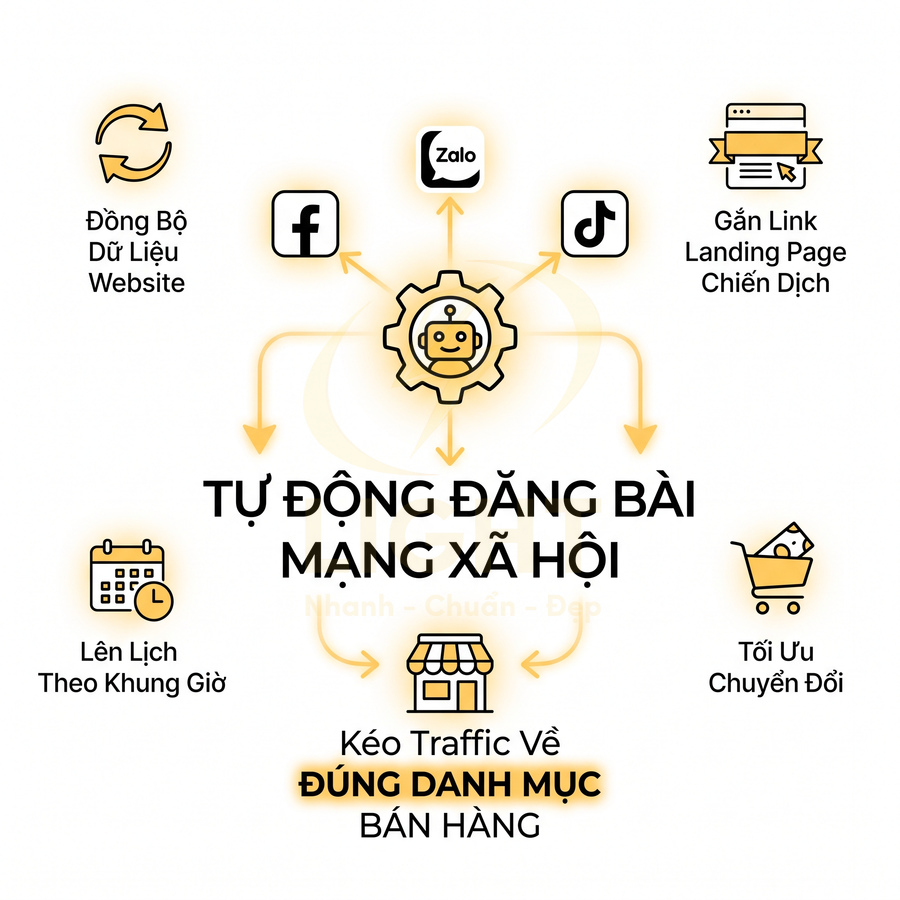Giải pháp tự động đăng bài mạng xã hội Facebook Zalo TikTok kéo traffic đúng danh mục bán hàng