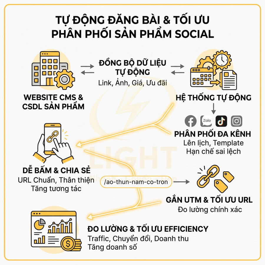 Giải pháp tự động đăng bài và phân phối sản phẩm social, đồng bộ dữ liệu và đo lường tối ưu hiệu quả bán hàng