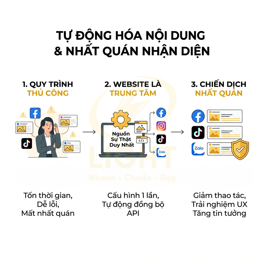 Mô hình tự động hóa nội dung marketing đa kênh với website làm trung tâm và chiến dịch nhất quán