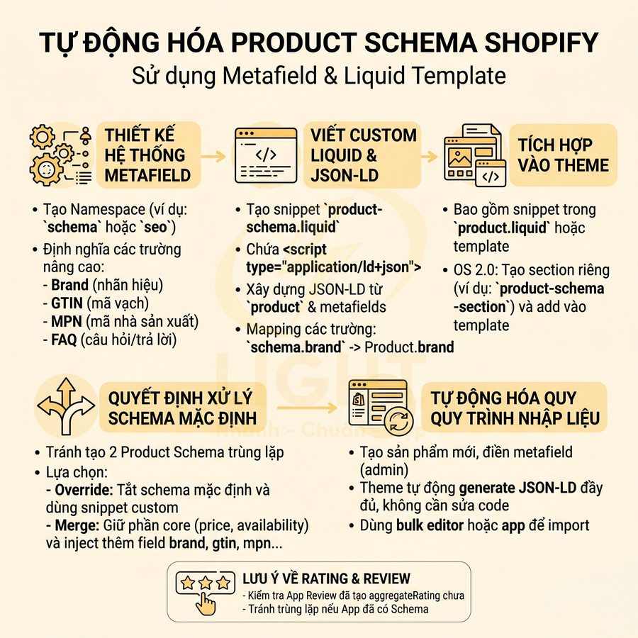 Hướng dẫn tự động hóa Product Schema Shopify bằng Metafield và Liquid Template tiếng Việt