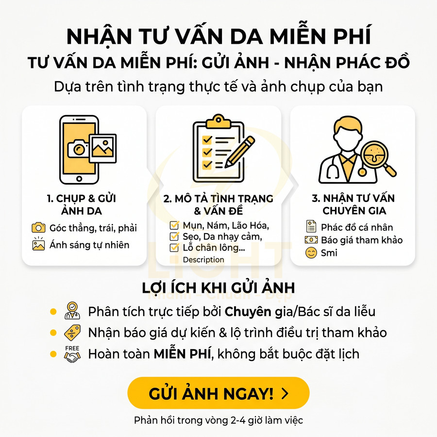 Banner tư vấn da miễn phí qua gửi ảnh, mô tả tình trạng da và nhận phác đồ điều trị từ chuyên gia