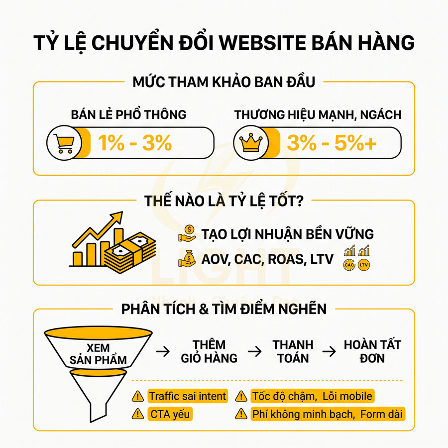 Tỷ lệ chuyển đổi website bán hàng bao nhiêu là tốt?