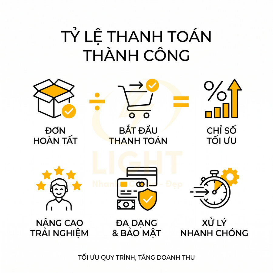 Tỷ lệ thanh toán thành công với đơn hoàn tất, trải nghiệm tốt, đa dạng bảo mật và xử lý nhanh chóng