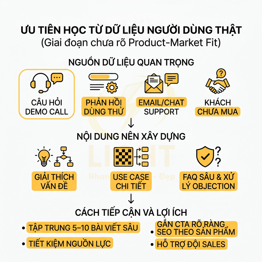 Infographic ưu tiên học từ dữ liệu người dùng thật để xây dựng nội dung marketing và hỗ trợ sales hiệu quả