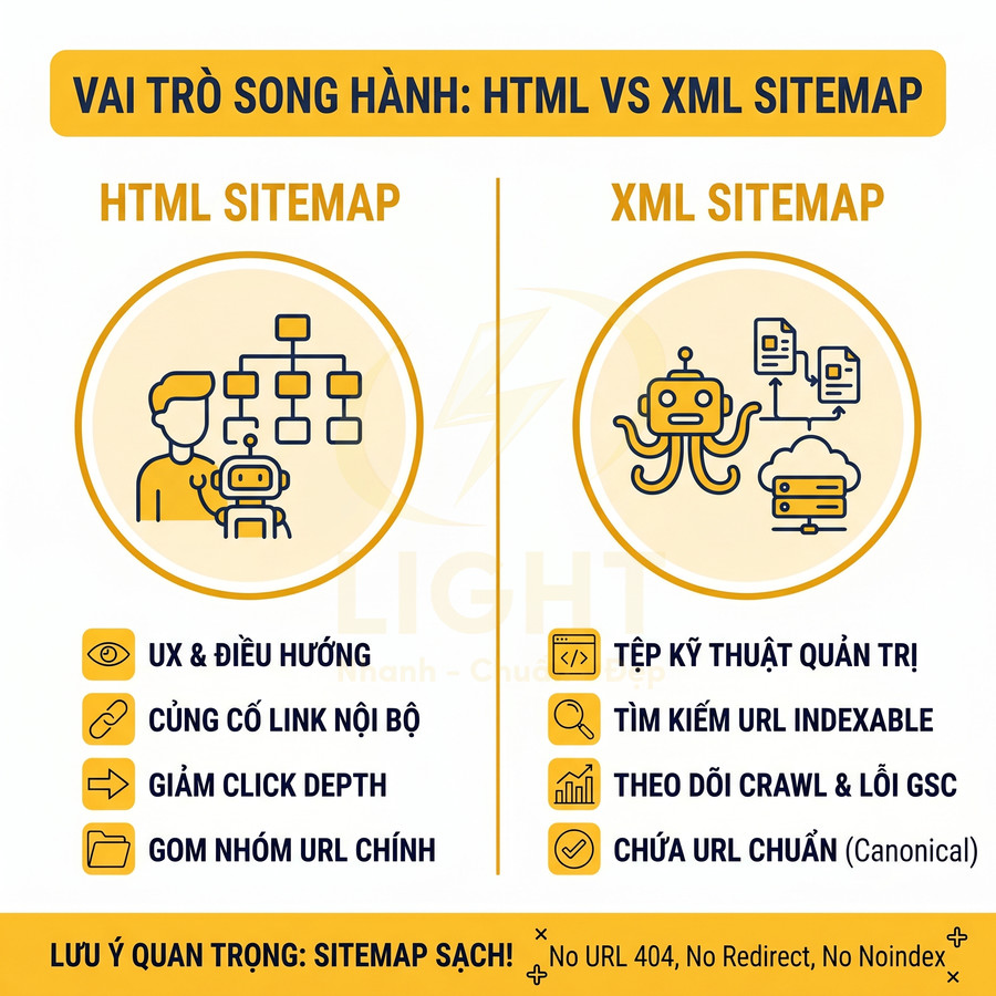 Website chuẩn SEO có cần HTML sitemap ngoài XML sitemap không?