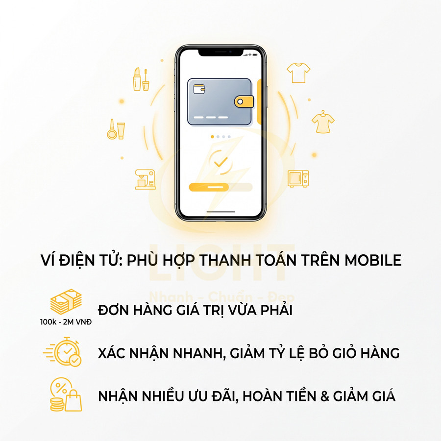 Ví điện tử trên điện thoại iPhone với ưu điểm thanh toán nhanh, đơn hàng vừa phải, nhiều ưu đãi và hoàn tiền