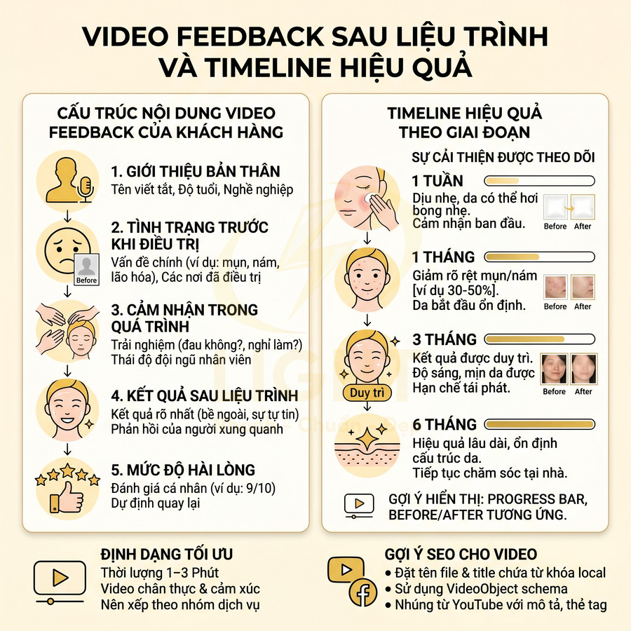 Hướng dẫn làm video feedback sau liệu trình chăm sóc da và timeline cải thiện da theo từng giai đoạn