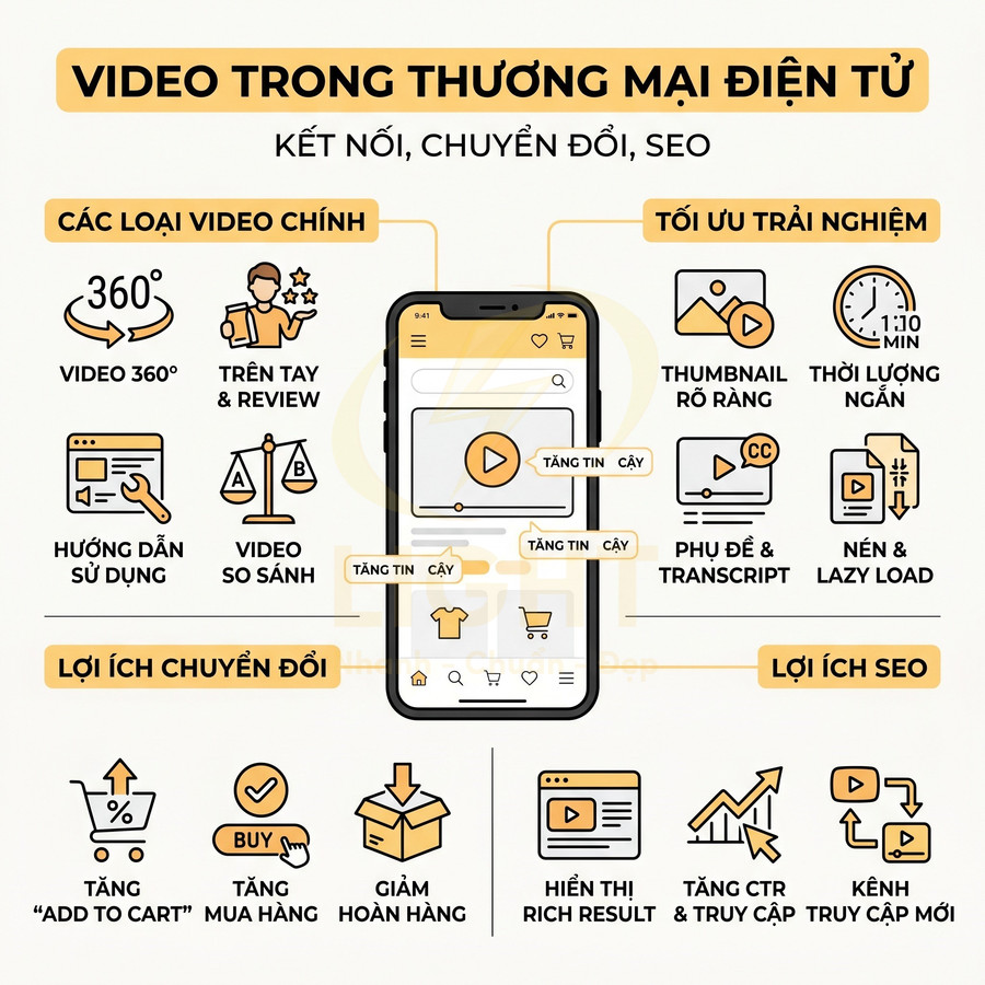Infographic về vai trò của video trong thương mại điện tử giúp tăng chuyển đổi và tối ưu SEO