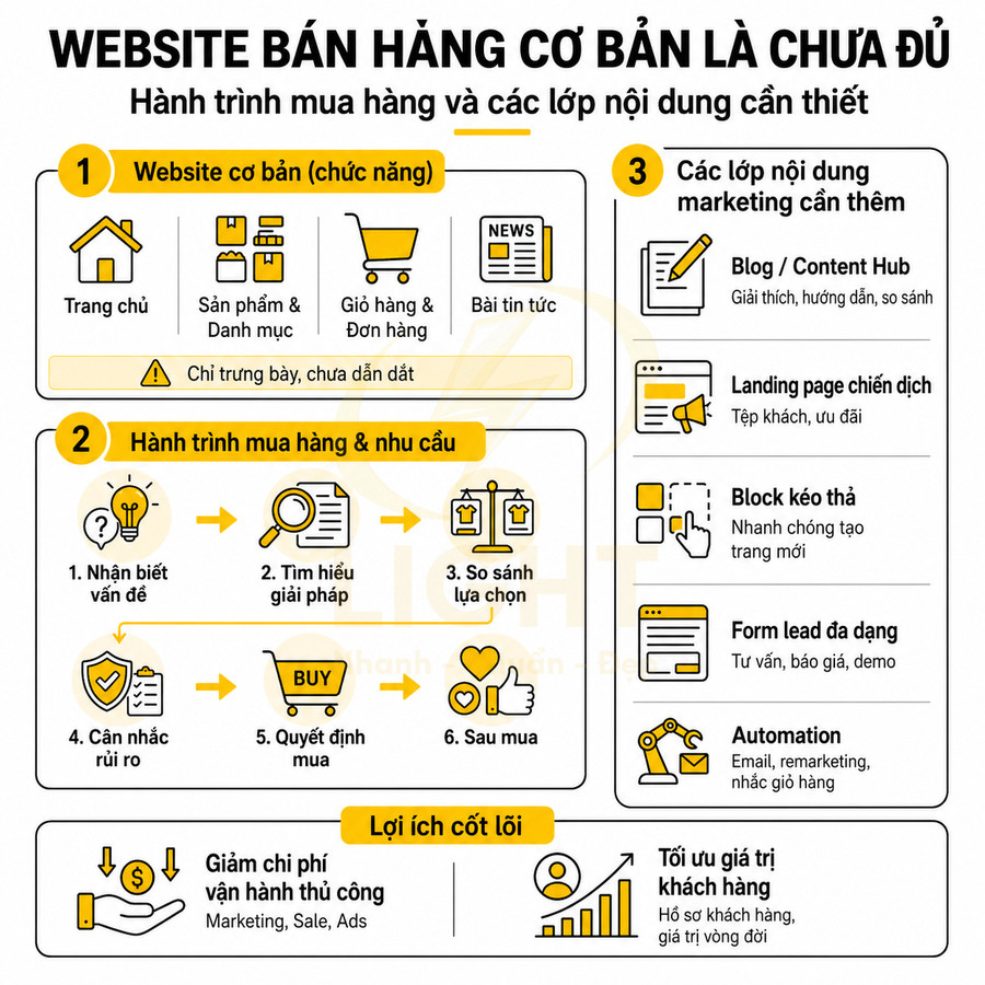 Infographic hành trình mua hàng và các lớp nội dung marketing cần có cho website bán hàng online