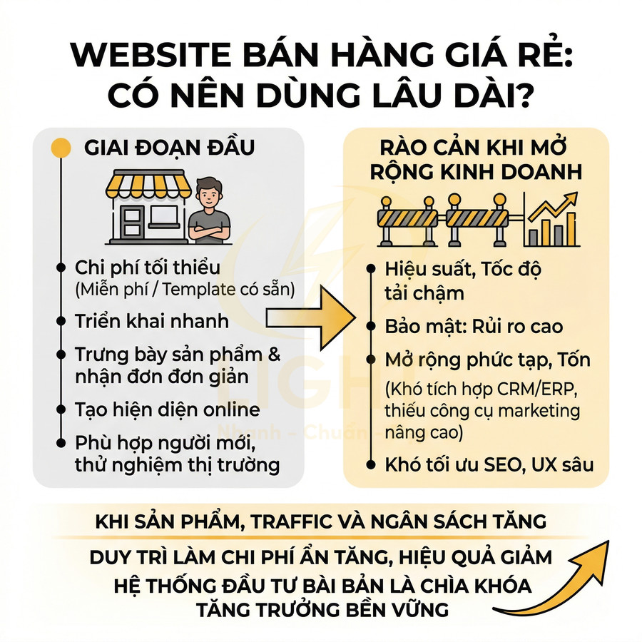 Thiết kế website bán hàng giá rẻ có dùng được lâu dài không?