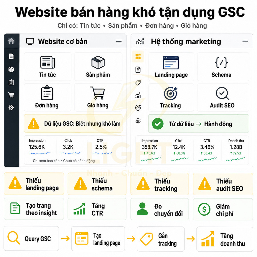 Mô hình website bán hàng và hệ thống marketing tận dụng dữ liệu Google Search Console để tăng doanh thu