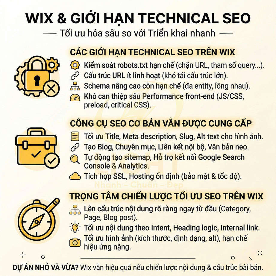 Tổng quan giới hạn technical SEO và công cụ tối ưu SEO cơ bản khi sử dụng nền tảng Wix