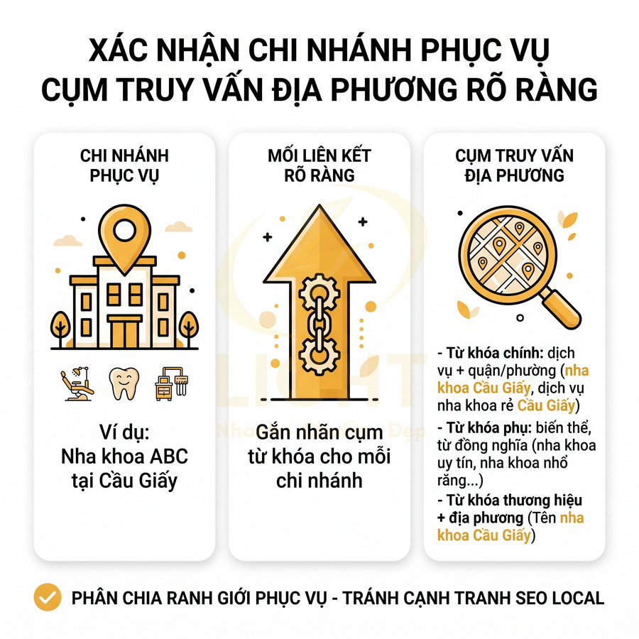 Hướng dẫn xác nhận chi nhánh nha khoa và cụm truy vấn địa phương để tối ưu SEO local