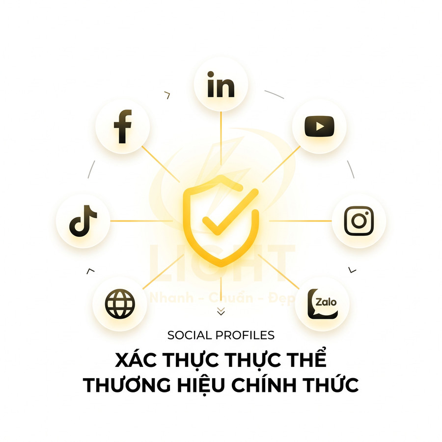 Xác thực thực thể thương hiệu chính thức trên các mạng xã hội Facebook TikTok LinkedIn YouTube Instagram Zalo
