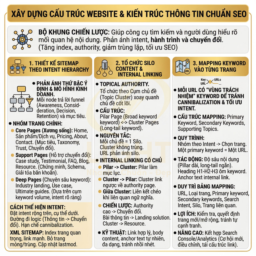 Hướng dẫn xây dựng cấu trúc website và kiến trúc thông tin chuẩn SEO với sitemap, silo content và mapping keyword