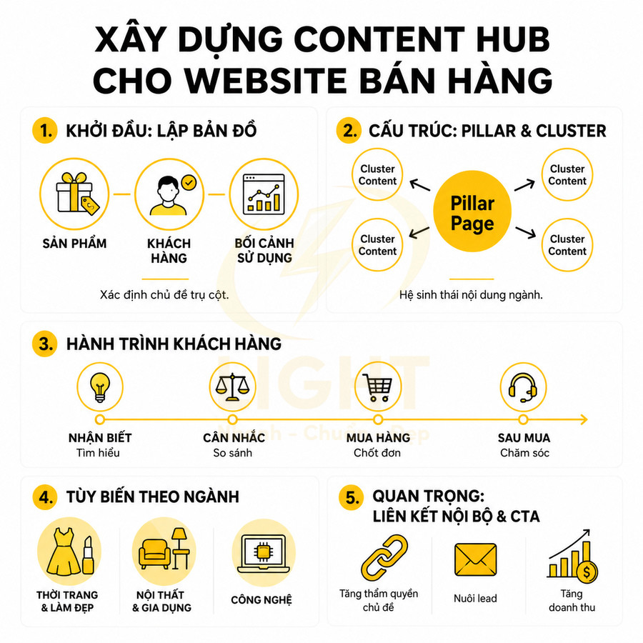 Cách xây dựng content hub cho website bán hàng theo từng ngành