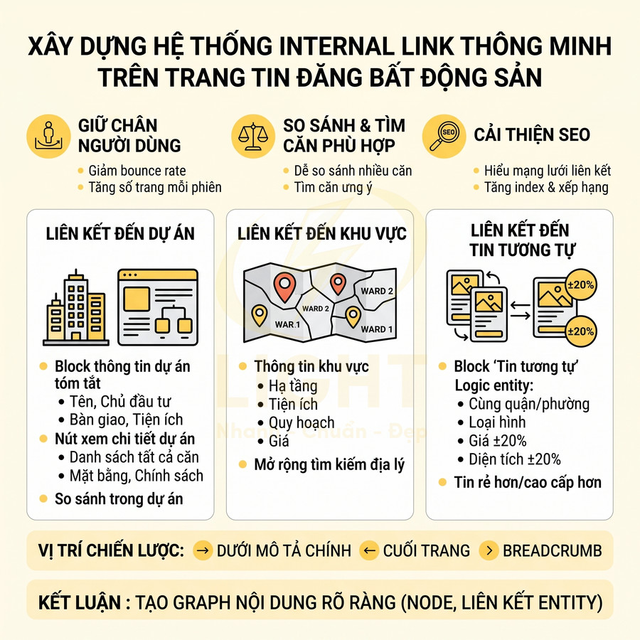 Hướng dẫn xây dựng hệ thống internal link thông minh cho trang tin đăng bất động sản, tối ưu giữ chân người dùng và SEO
