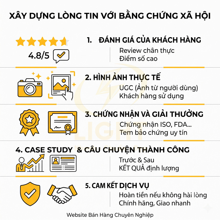 Infographic xây dựng lòng tin với bằng chứng xã hội cho website bán hàng chuyên nghiệp
