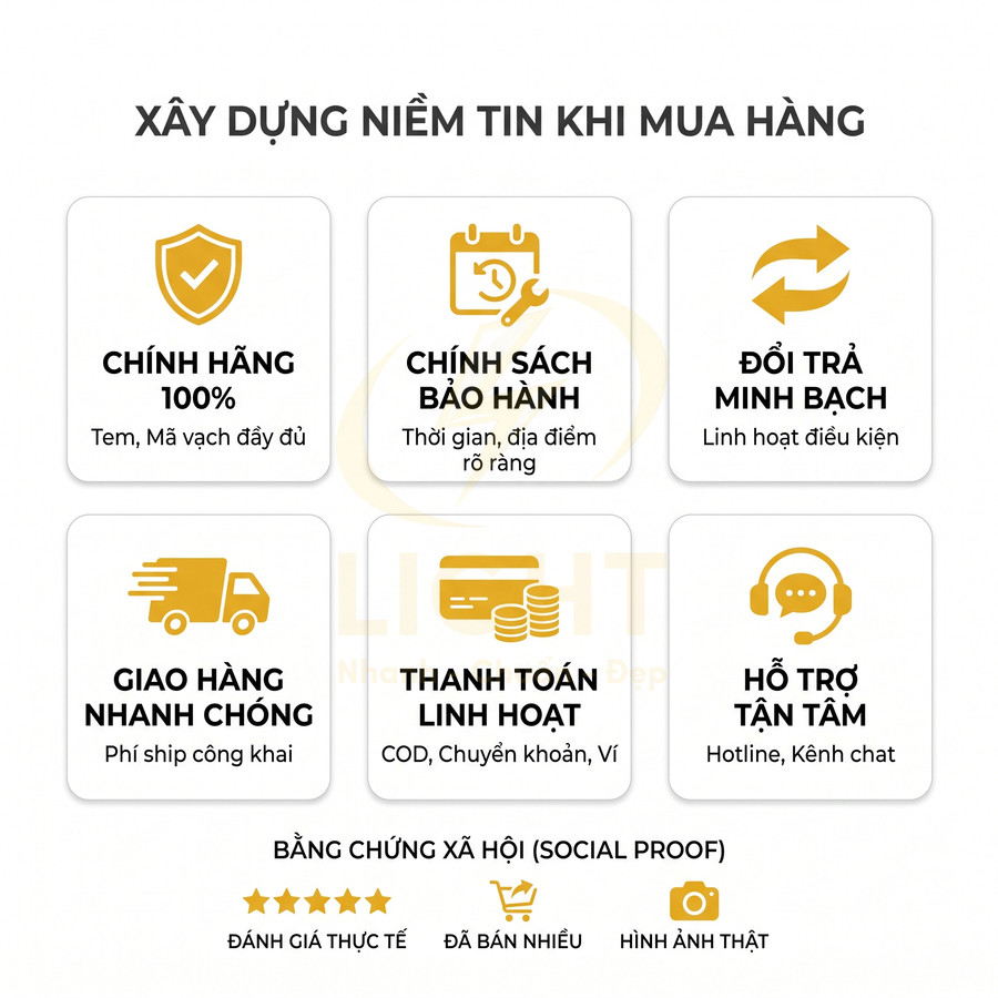 Chính sách bán hàng uy tín với hàng chính hãng, bảo hành rõ ràng, đổi trả minh bạch, giao nhanh, thanh toán linh hoạt
