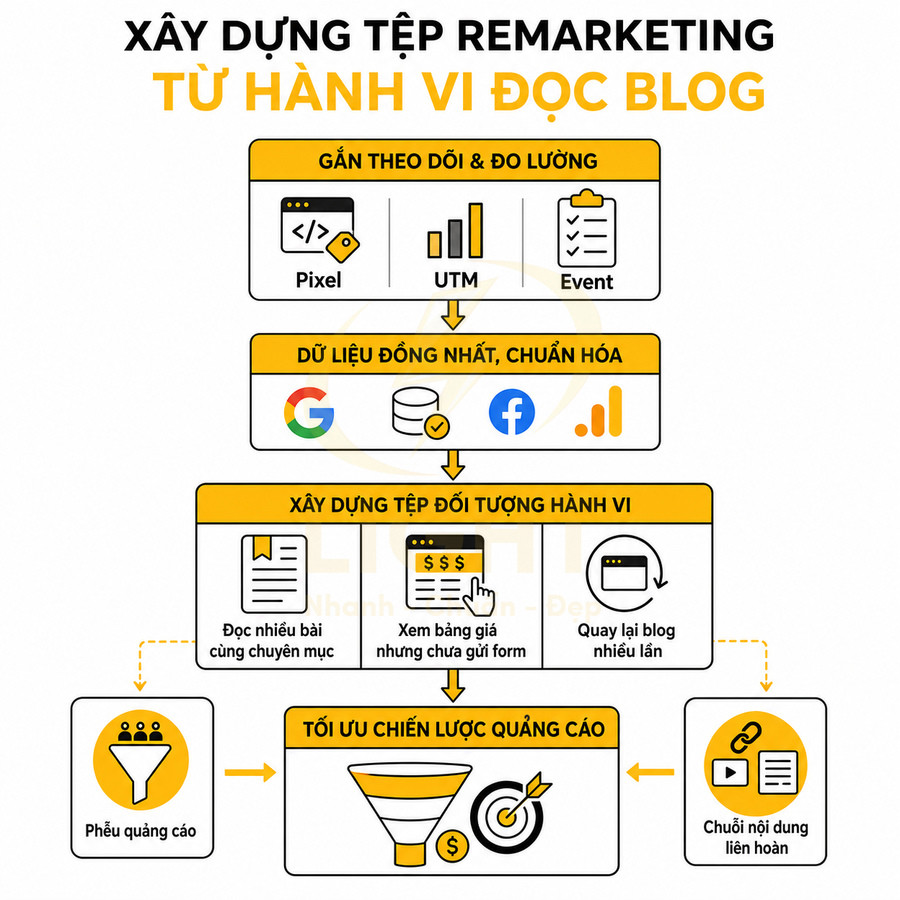 Quy trình xây dựng tệp remarketing từ hành vi đọc blog để tối ưu chiến lược quảng cáo online