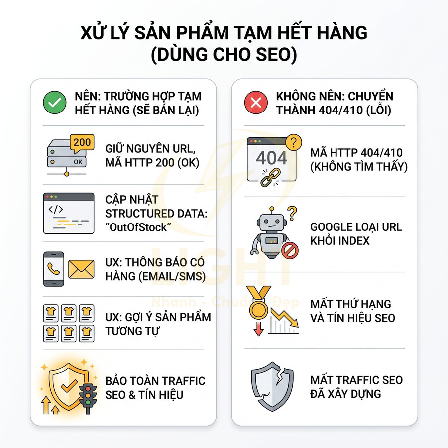 Hướng dẫn xử lý sản phẩm tạm hết hàng cho SEO với các bước nên làm và không nên làm trên website