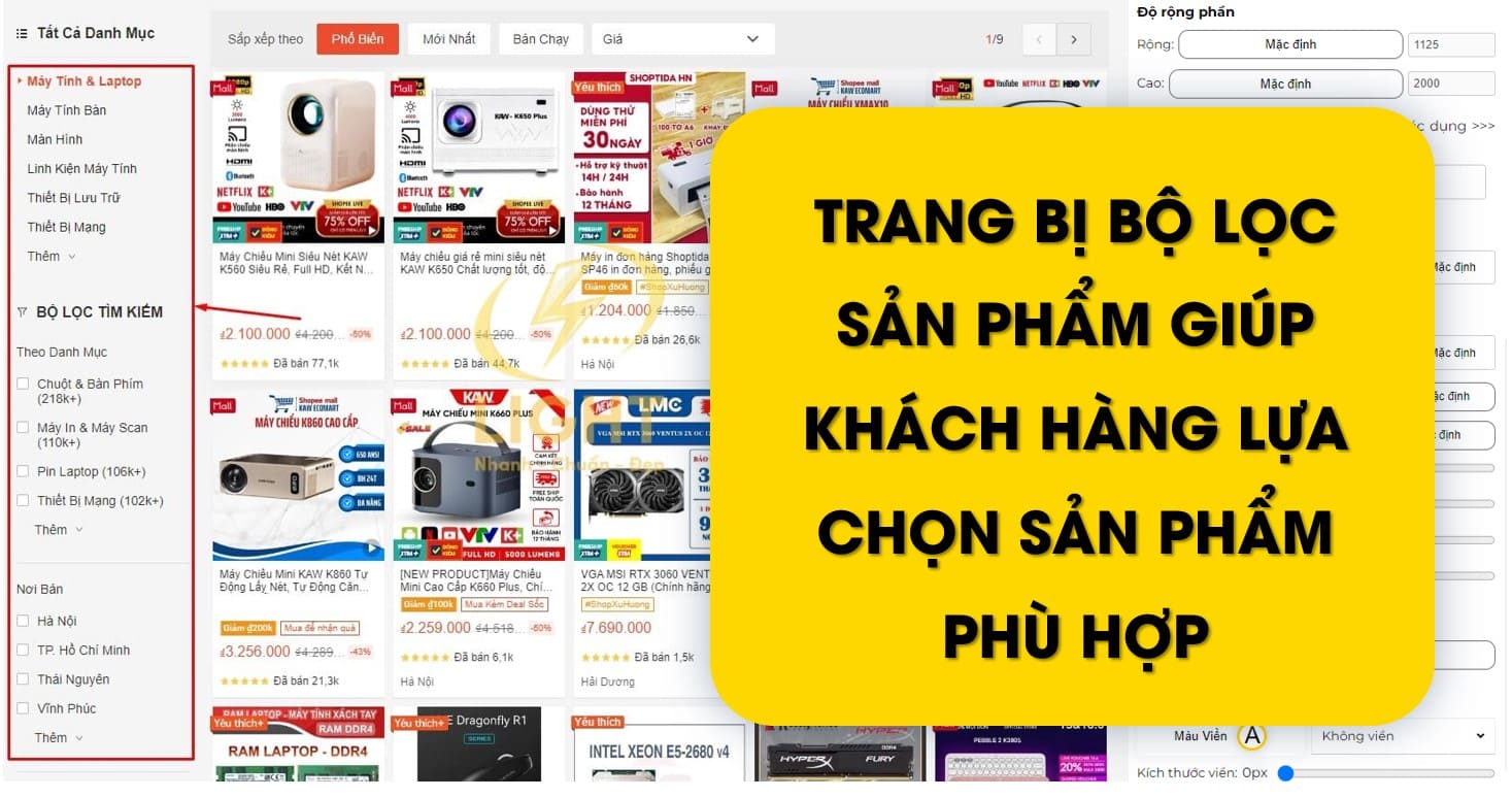 Web thương mại điện tử với chức năng tìm kiếm sản phẩm sao cho tối ưu, tiện lợi cho người dùng