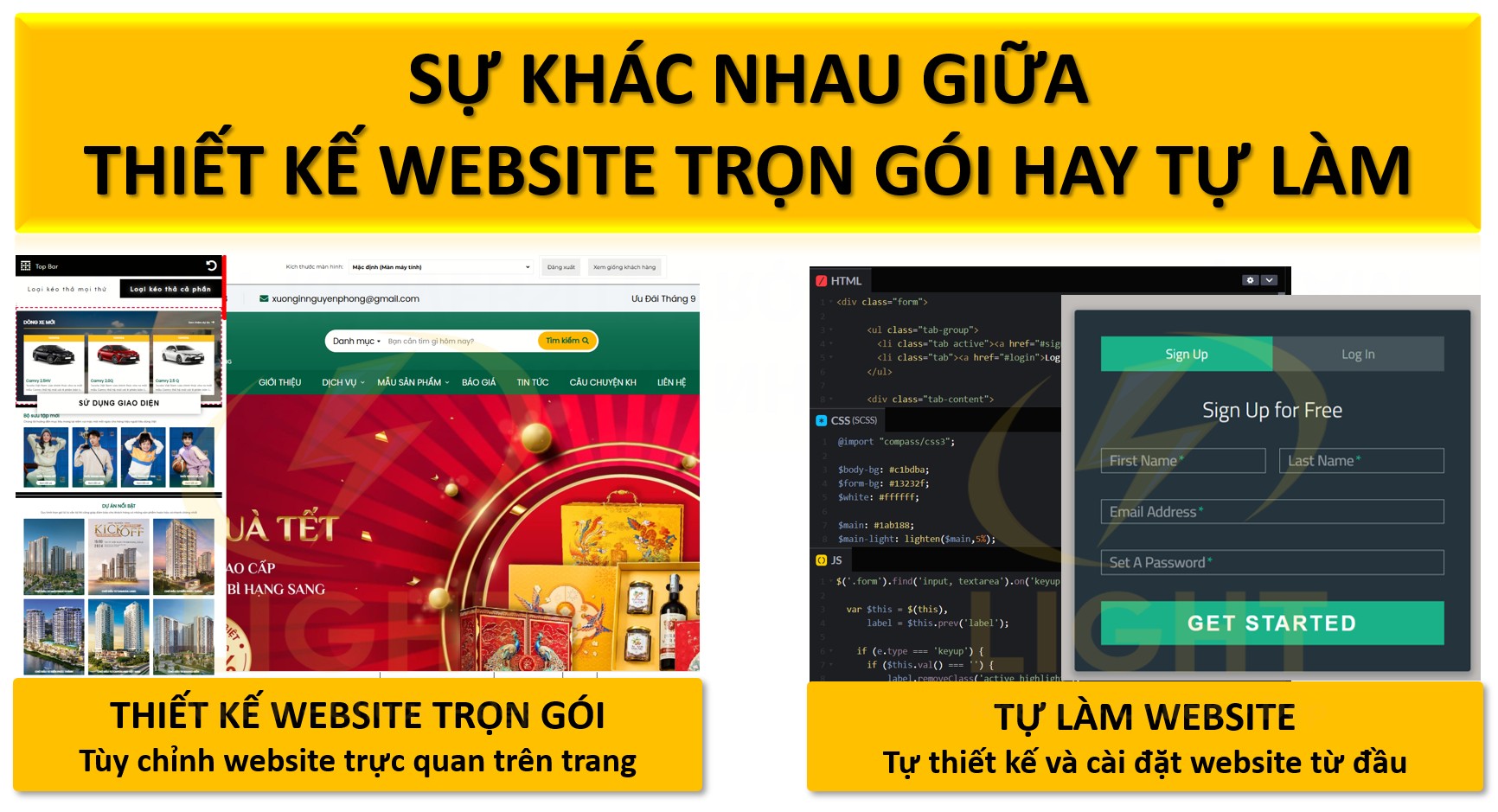 chọn thiết kế website trọn gói hay tự làm