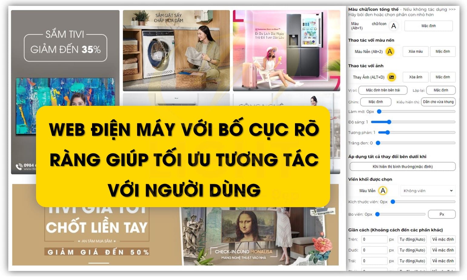 Web điện máy với bố cục rõ ràng