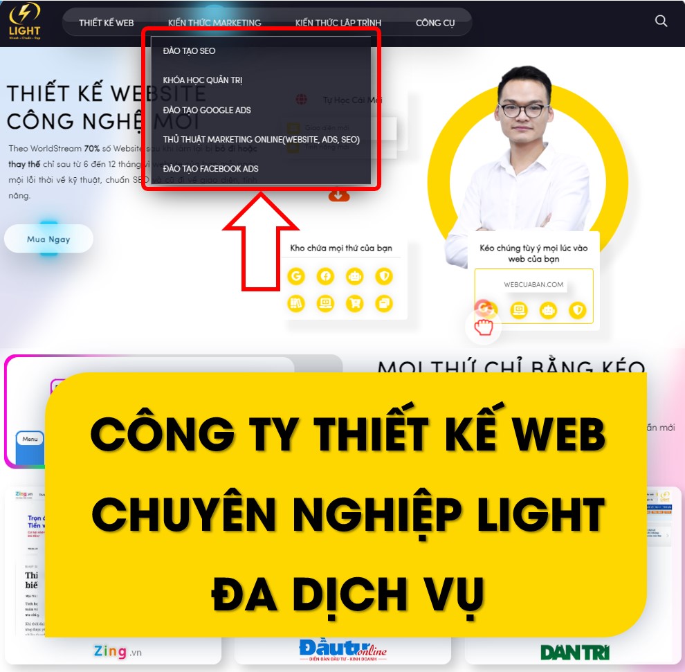 Công ty thiết kế web chuyên nghiệp LIGHT có code thiết kế rõ ràng