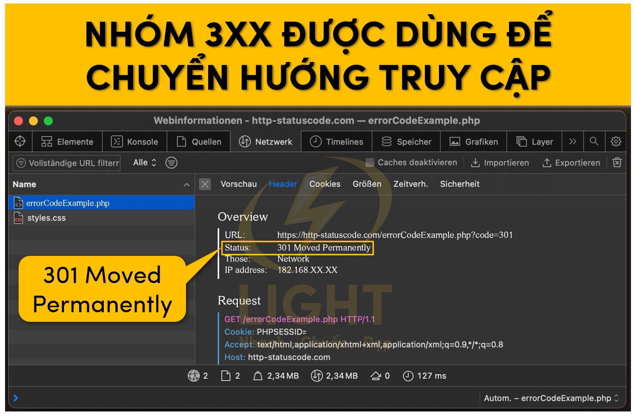 Nhóm mã trạng thái 3XX được dùng để chuyển hướng các truy cập