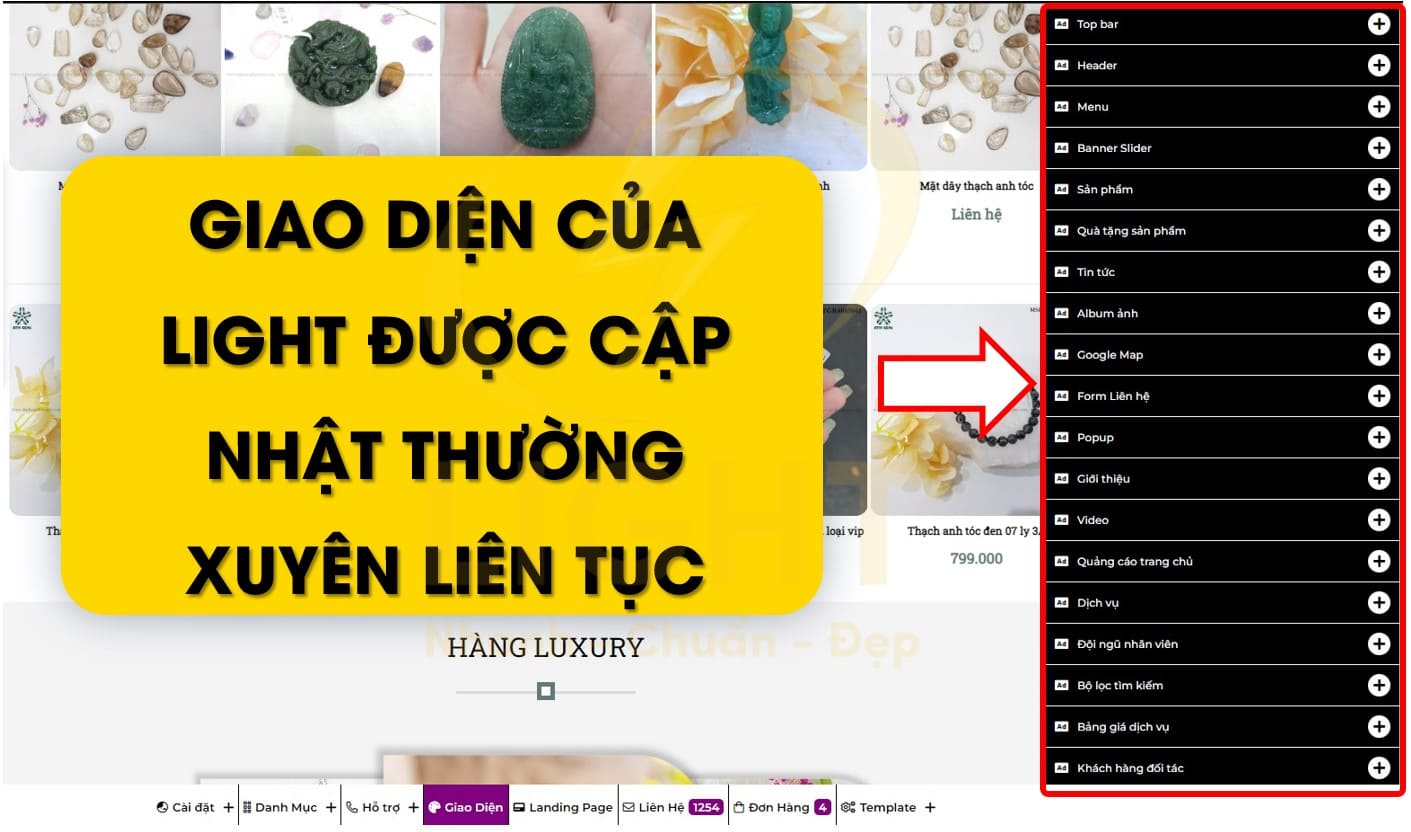 Thiết kế web phong thủy tại LIGHT được cập nhật liên tục