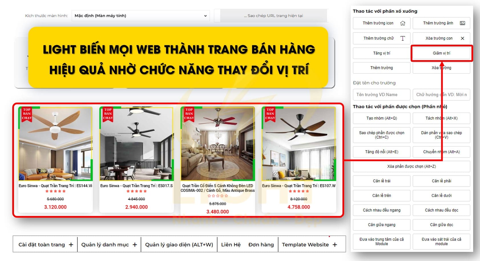 LIGHT biến mọi Web thành trang bán hàng hiệu quả 