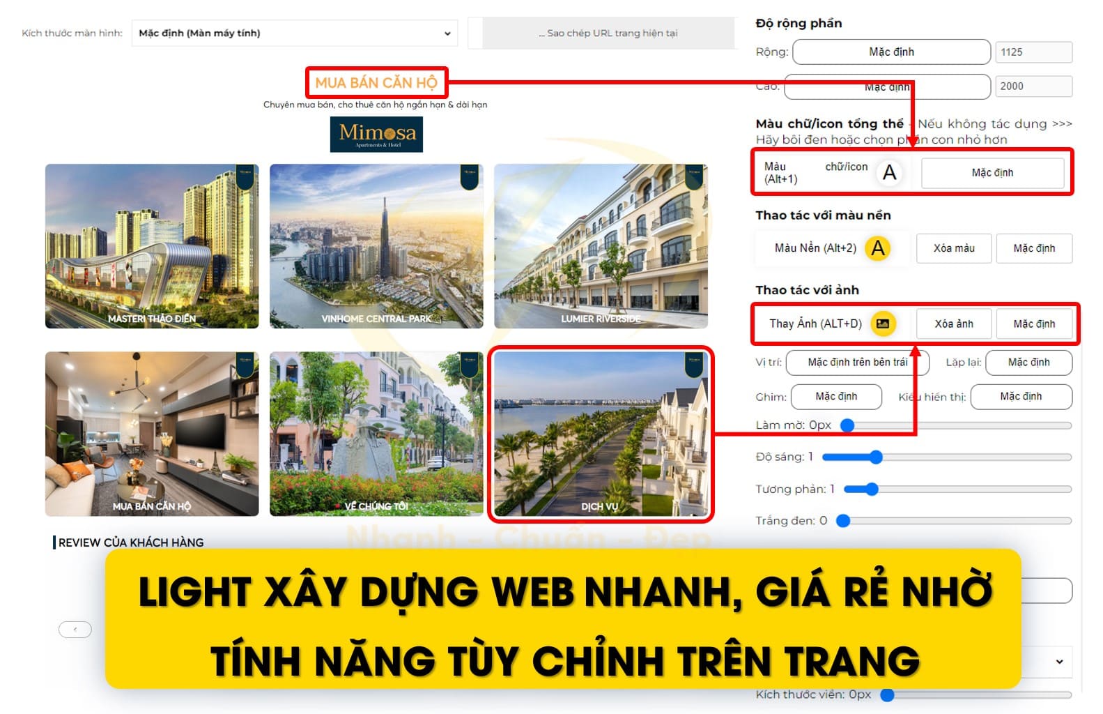 LIGHT xây dựng web nhanh, giá rẻ