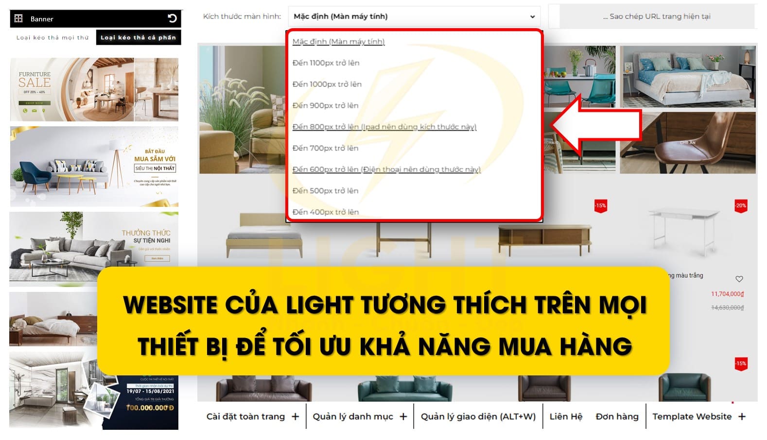 Website tương thích trên mọi thiết bị để tối ưu khả năng mua hàng