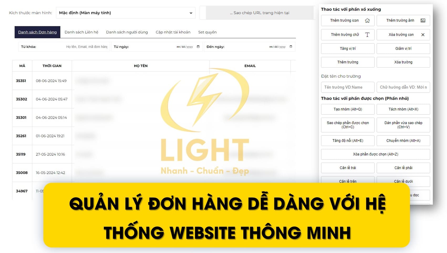 Thiết kế web doanh nghiệp quản trị khách hàng và đơn hàng đơn giản hơn