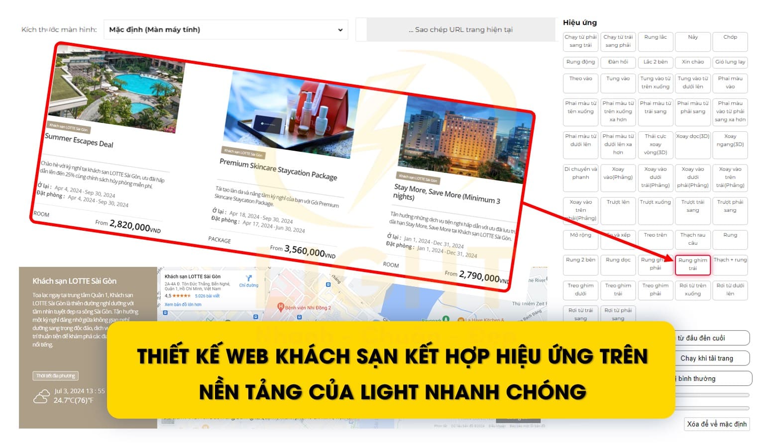 Web khách sạn khác biệt, ấn tượng cùng LIGHT